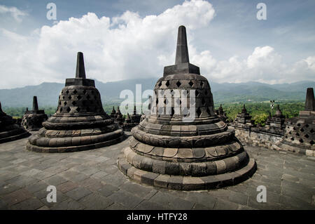 Borobudur Temple bouddhiste à Magelang, Java central Banque D'Images