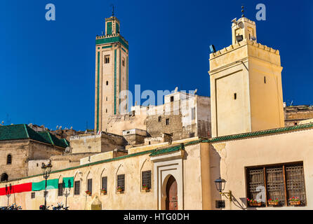 Vue de la mosquée Rcif à Fes, Maroc Banque D'Images