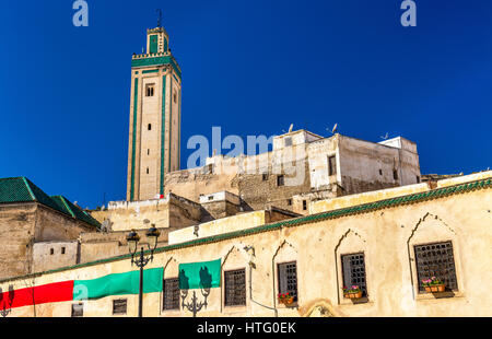 Vue de la mosquée Rcif à Fes, Maroc Banque D'Images