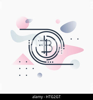 La technologie virtuelle Bitcoin, cryptocurrency services. Abstract illustration concept. Banque D'Images