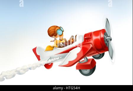 Funny airplane, 3d vector cartoon isolé sur fond blanc Illustration de Vecteur