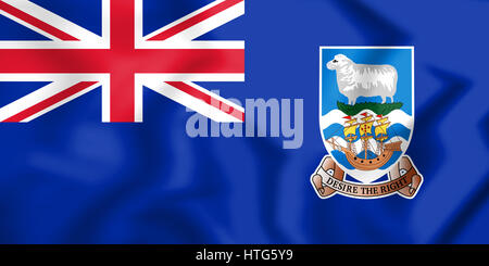 Pavillon de 3D Îles Falkland. 3D Illustration. Banque D'Images