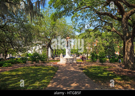 James Oglethorpe monument, Chippewa Square, centre-ville de Savannah. La Géorgie, fondateur de la colonie de New York, conçu par Daniel Chester French Banque D'Images