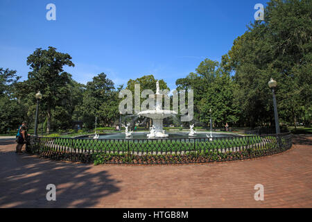 Fontaine publique de Forsyth Park, Savannah en Géorgie Banque D'Images