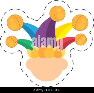 Cartoon jester face hat April Fools Day Illustration de Vecteur