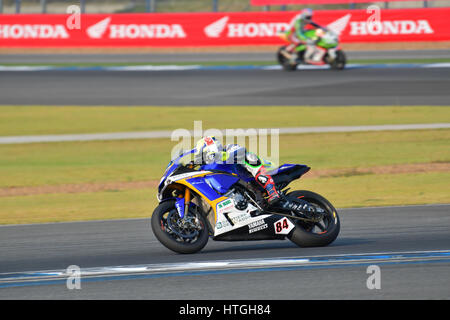 Buriram, Thaïlande. 11 mars 2017. Riccardo Russo #84 d'Italie avec Yamaha YZF R1 en Championnat du monde FIM Superbike sur le circuit international de Chang le 11 mars 2017 à Buriram Thaïlande. Crédit : Chatchai Somwat/Alamy Live News Banque D'Images