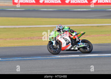 Buriram, Thaïlande. 11 mars 2017. Riccardo Russo #84 d'Italie avec Yamaha YZF R1 en Championnat du monde FIM Superbike sur le circuit international de Chang le 11 mars 2017 à Buriram Thaïlande. Crédit : Chatchai Somwat/Alamy Live News Banque D'Images