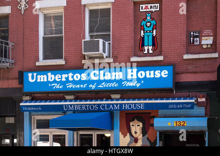 Palourdes du Umberto Maison sur Mulberry Street dans la petite Italie Banque D'Images