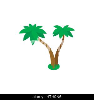 Deux arbres tropicaux palm, icône de style 3D isométrique Illustration de Vecteur