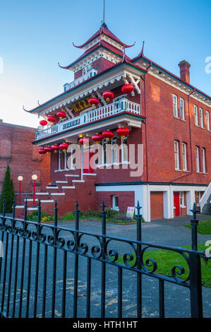 L'école publique chinois, Chinatown, Victoria, Colombie-Britannique, Canada Banque D'Images