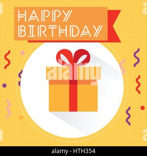 Boîte cadeau jaune surprise avec ruban, fête d'anniversaire, forfait spécial cadeau, récompense du programme de fidélité, cadeau d'émerveillement avec un point d'exclamation Illustration de Vecteur