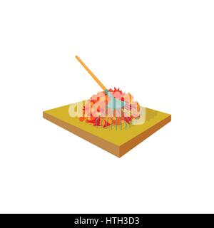 Les feuilles mortes recueillies en pile et l'icône de râteau Illustration de Vecteur