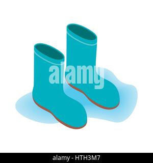 Bottes en caoutchouc bleu, icône de style 3D isométrique Illustration de Vecteur