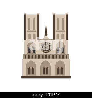 Norte Dame, Paris, l'icône de style plat Illustration de Vecteur