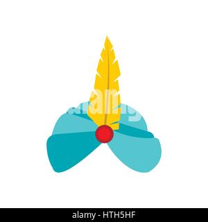 Couvre-chef indien turban avec l'icône de plumes Illustration de Vecteur