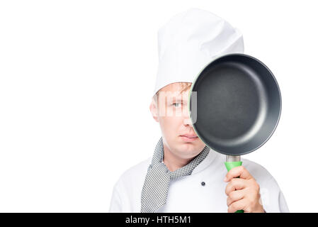L'expression chef avec un sérieux vide dans le studio pan Banque D'Images