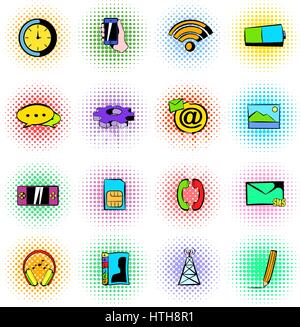 Icons set Mobile, style BD Illustration de Vecteur