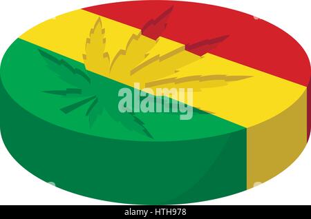 Feuilles de marijuana avec icône couleurs rastafari Illustration de Vecteur