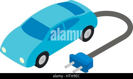 L'icône de voiture électrique, style 3D isométrique Illustration de Vecteur