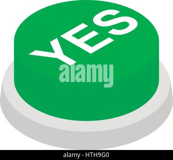 Oui Pressbutton, icône de style 3D isométrique Illustration de Vecteur