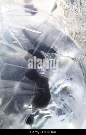 Les Icebergs, glace,formation de glace,, détails de la glace de la lagune glaciaire Jökulsarlon échoué sur une plage de sable volcanique à proximité de l'océan Atlantique Nord Banque D'Images