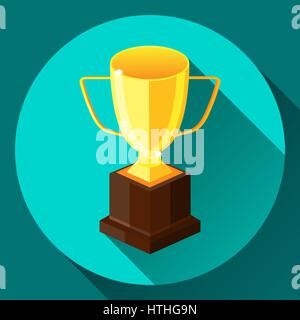 Brillant Golden cup vector illustration isolé sur vert. Design dessin animé Télévision Illustration de Vecteur