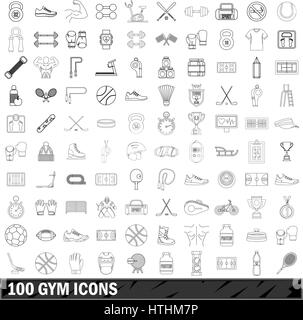 100 sport icons set dans contour style pour tout design vector illustration Illustration de Vecteur