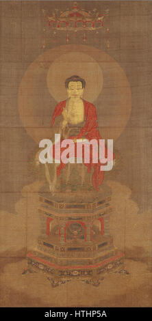 La Triade Shaka, située au Musée national de Nara, est une sculpture bouddhiste renommée du VIIe siècle représentant le Bouddha Shakyamuni entouré de deux bodhisattvas. La sculpture est célèbre pour sa représentation gracieuse et sereine du Bouddha, symbolisant la paix et l'illumination. Banque D'Images