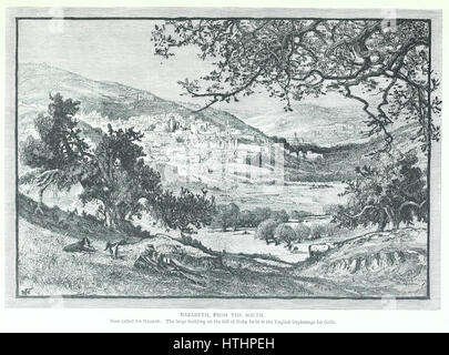 « Nazareth, vu du Sud » est une peinture de paysage qui offre une vue de la ville du point de vue du sud. L’œuvre fournit une représentation vivante du terrain de la ville antique et du paysage naturel environnant, une représentation des lieux historiques. Banque D'Images
