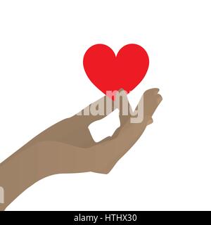 Tenir la main du cœur. La protection de l'amour, la préservation. Illustration sur fond blanc faciles à séparer pour votre conception Illustration de Vecteur