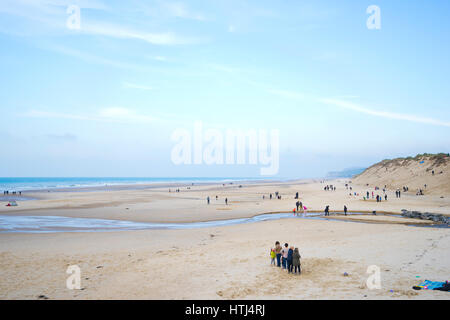 Plage paysage tranquille à Hardelot Plage, Côte d'Opale, France Banque D'Images