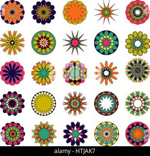 Mandala de couleur définie. Rond Oriental ornement. Éléments de design asiatique. Illustration de Vecteur