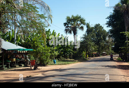 Route principale de Preah Dak Village de Siem Reap - Cambodge Banque D'Images