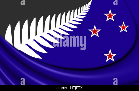 Silver Fern drapeau, en Nouvelle-Zélande. 3D Illustration. Banque D'Images