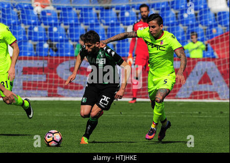 Reggio Emilia, Italie. Mar 12, 2017. Domenico Berardi, Sassuolo et l'avant de l'équipe nationale et de l'Italie au cours de la série d'un match de football entre l'US Sassuolo Calcio et FC Bologne au stade Mapei à Reggio Emilia. Credit : Massimo Morelli/Pacific Press/Alamy Live News Banque D'Images