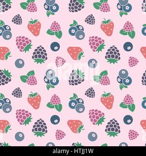 Fond transparent avec motif fraises, mûres, framboises et bleuets Illustration de Vecteur