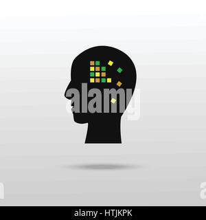 Abstract cerveau logo ou symbole Alzheimer vector Illustration de Vecteur
