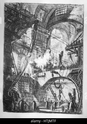 Les prisons imaginaires (Carceri d'invenzione), deuxième version de la série de gravures de Giovanni Battista Piranesi, publié en 1761. VI : La plaque fumeurs Fire collection privée Banque D'Images