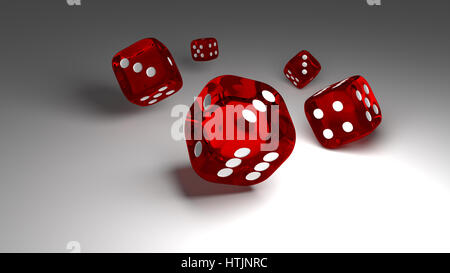 Rouge en dés rendue sur le fond blanc Banque D'Images