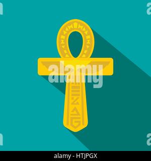 Ankh en or de l'Égypte, l'icône de style plat Illustration de Vecteur