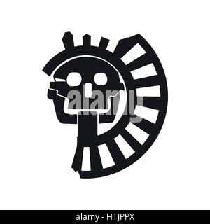 Crâne le dieu de la mort de l'icône Aztèques Illustration de Vecteur