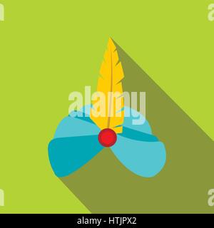 Couvre-chef indien turban avec l'icône de plumes Illustration de Vecteur