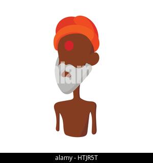 Vieil indien dans une icône de couleur safran turban Illustration de Vecteur