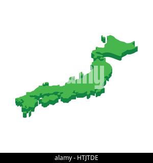 La carte du Japon, l'icône de style 3D isométrique Illustration de Vecteur