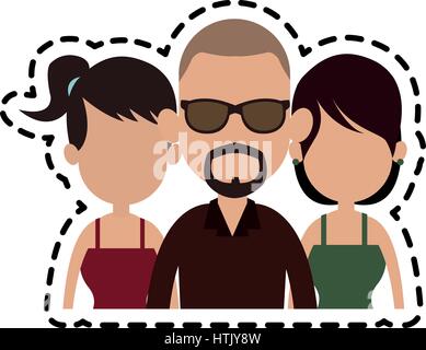 Trois personnes caricature droit Illustration de Vecteur