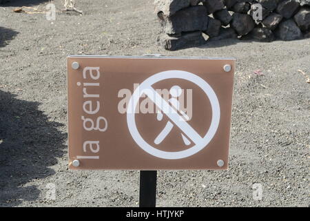 Aucun signe d'entrée, La Geria, Lanzarote Banque D'Images