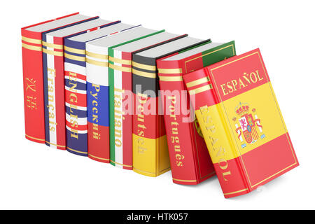 Langues officielles, rendu 3D Livres isolé sur fond blanc Banque D'Images