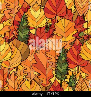 Les feuilles d'automne doodle abstrait motif transparent Illustration de Vecteur