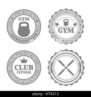 Ensemble de quatre emblèmes sportifs, étiquettes, logos et éléments de conception dans un style rétro, partie deux, vector illustration. Illustration de Vecteur