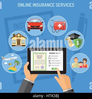 Services d'assurance en ligne Illustration de Vecteur